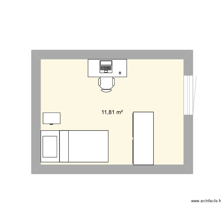 CHAMBRE. Plan de 1 pièce et 12 m2