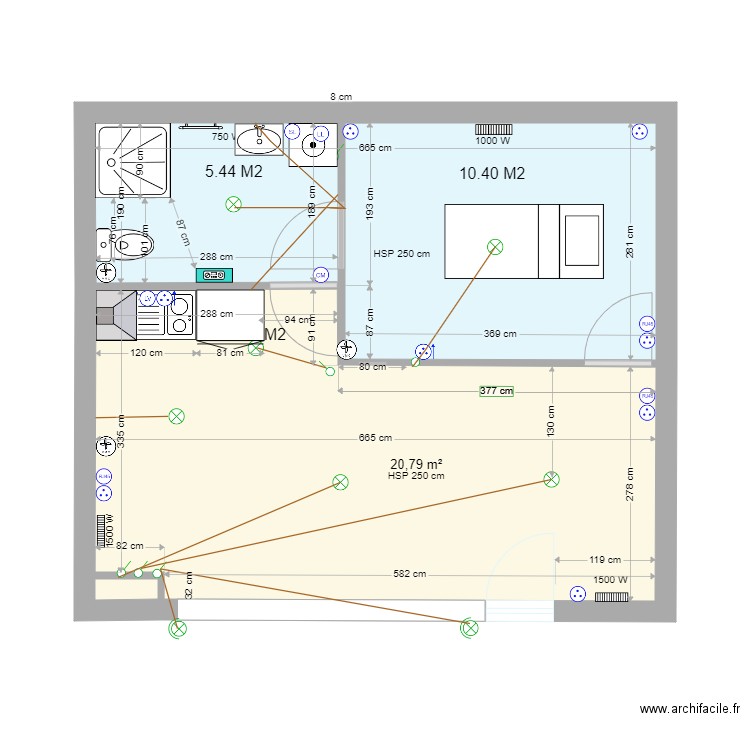 magasin 5. Plan de 3 pièces et 37 m2