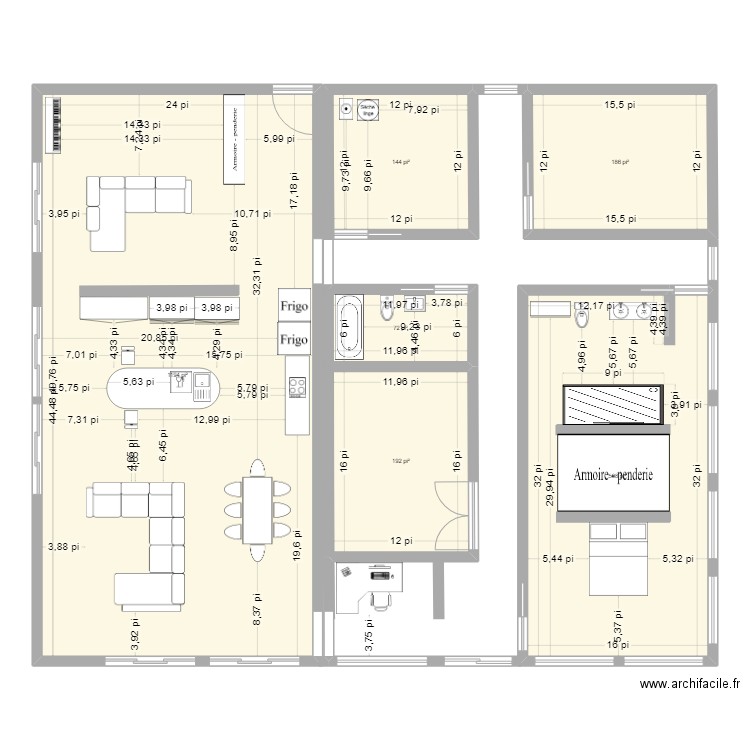 Projet1. Plan de 6 pièces et 213 m2