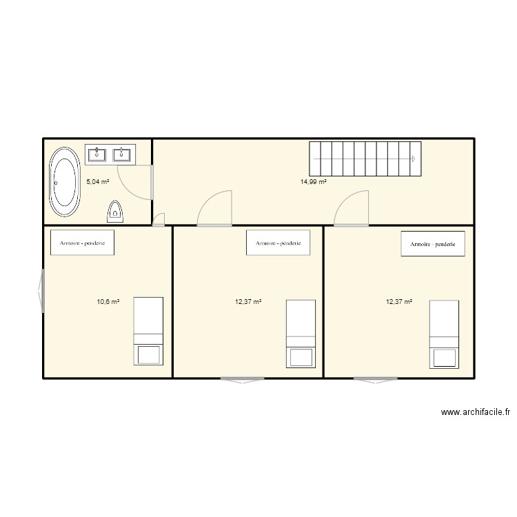 chavannes 2eme . Plan de 5 pièces et 55 m2