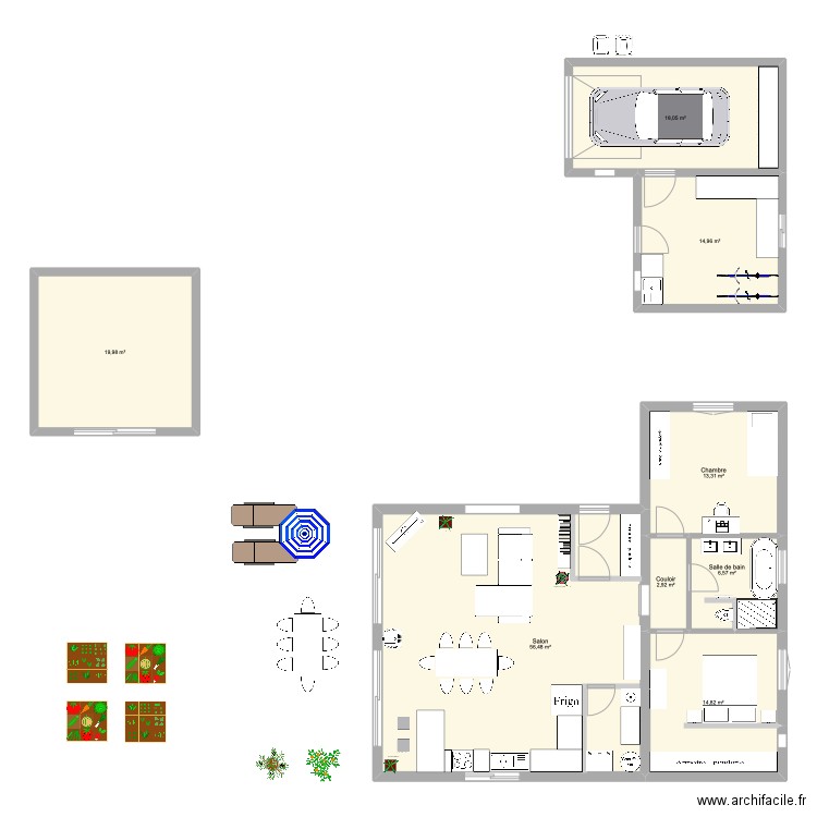 Plan maison 90m2 deux chambres. Plan de 8 pièces et 147 m2