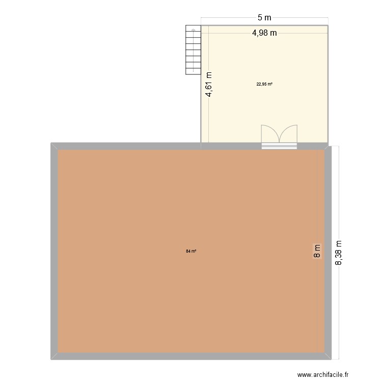 Terrasse 2025. Plan de 2 pièces et 107 m2