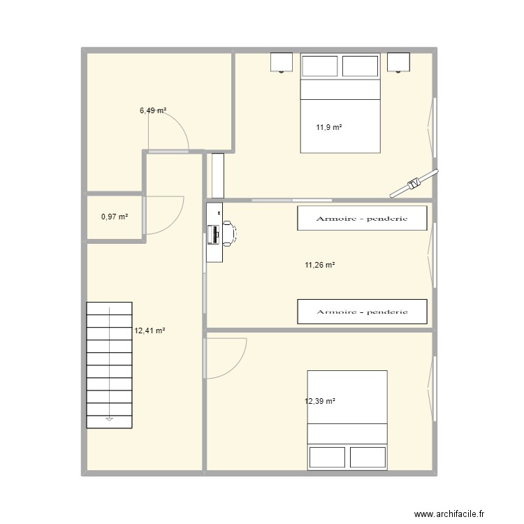 haut maison. Plan de 6 pièces et 55 m2