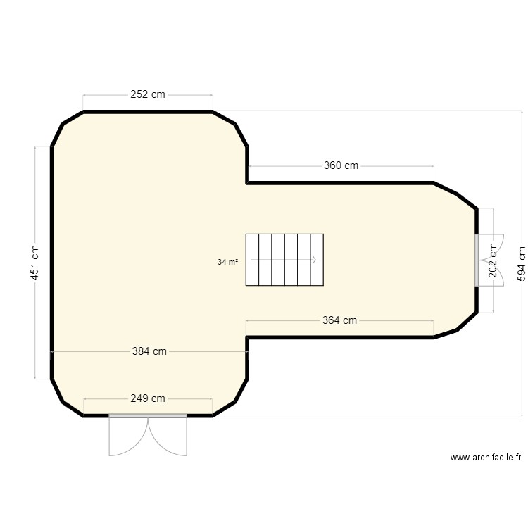 Plan serre. Plan de 1 pièce et 34 m2