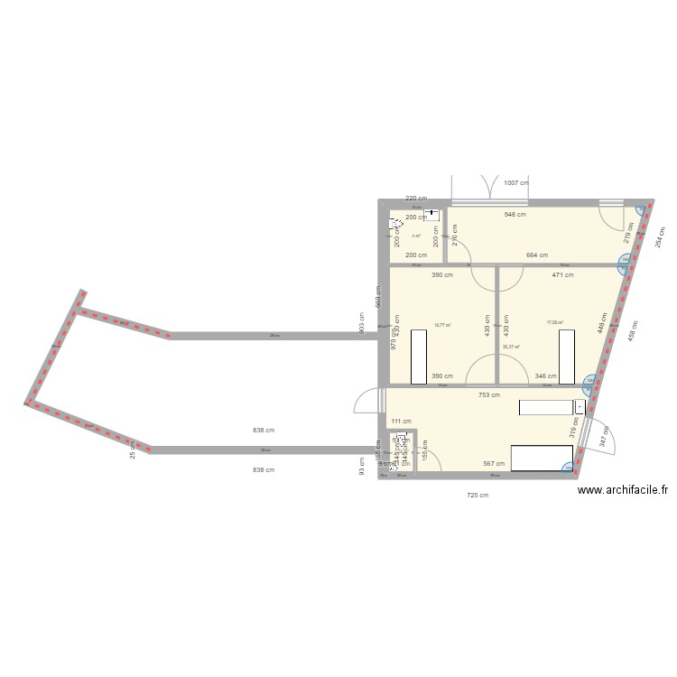 PLAN DEGUIN 2. Plan de 5 pièces et 75 m2