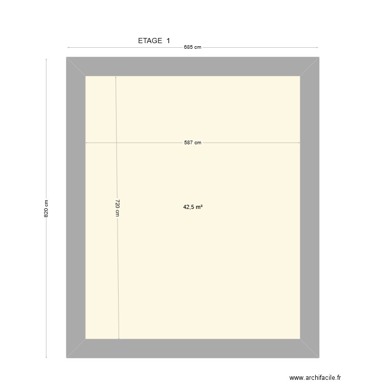 ETAGE   1. Plan de 1 pièce et 42 m2