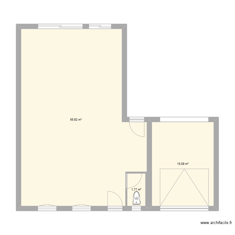 A PREMIER PLAN RDC. Plan de 3 pièces et 72 m2