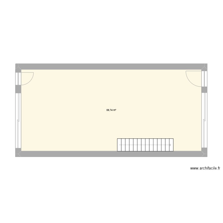 Ferté RDC. Plan de 1 pièce et 60 m2