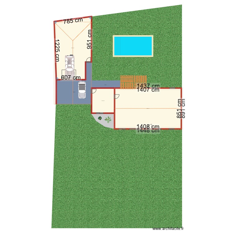 Maison. Plan de 3 pièces et 236 m2