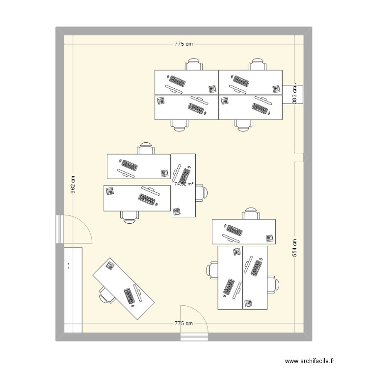 Bureau 2024 version 2. Plan de 1 pièce et 75 m2