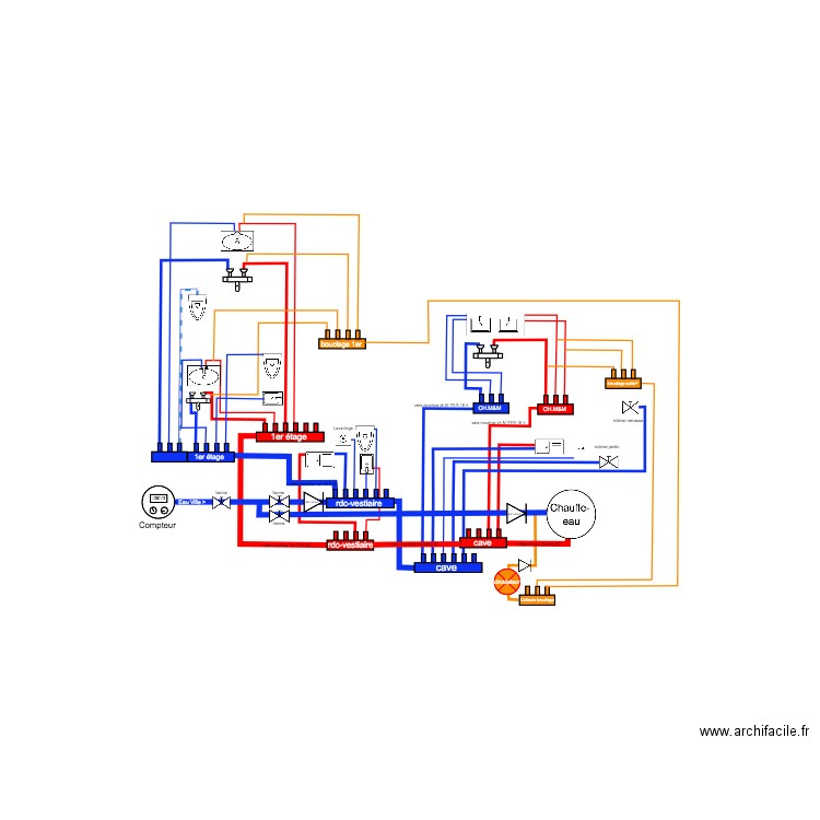 Schéma plomberie. Plan de 0 pièce et 0 m2