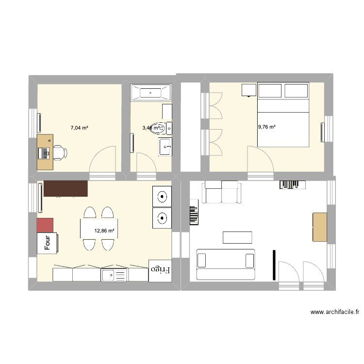 SNP. Plan de 4 pièces et 33 m2