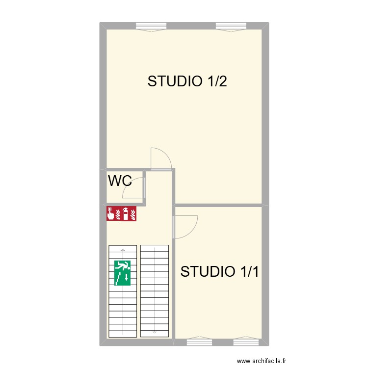 Etaga 1-2. Plan de 4 pièces et 71 m2