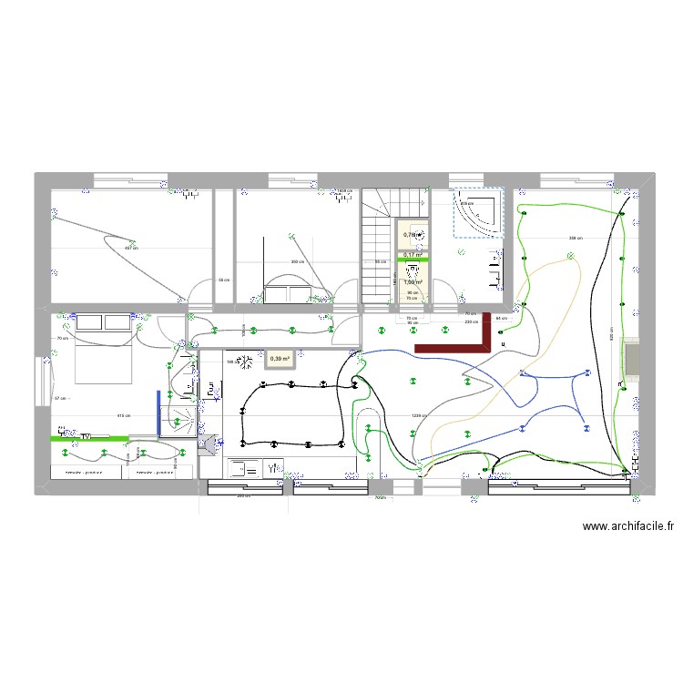 plan maison 2 elec. Plan de 4 pièces et 2 m2