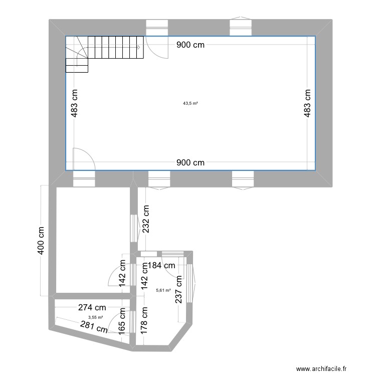 Plouhinec_Projet_RDC. Plan de 3 pièces et 53 m2