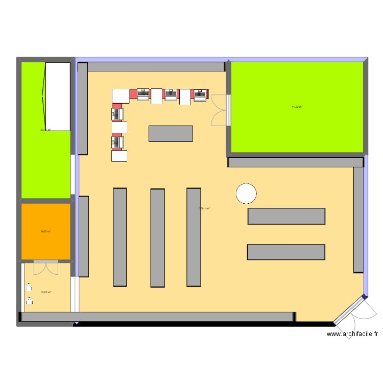 pharmacie. Plan de 5 pièces et 290 m2