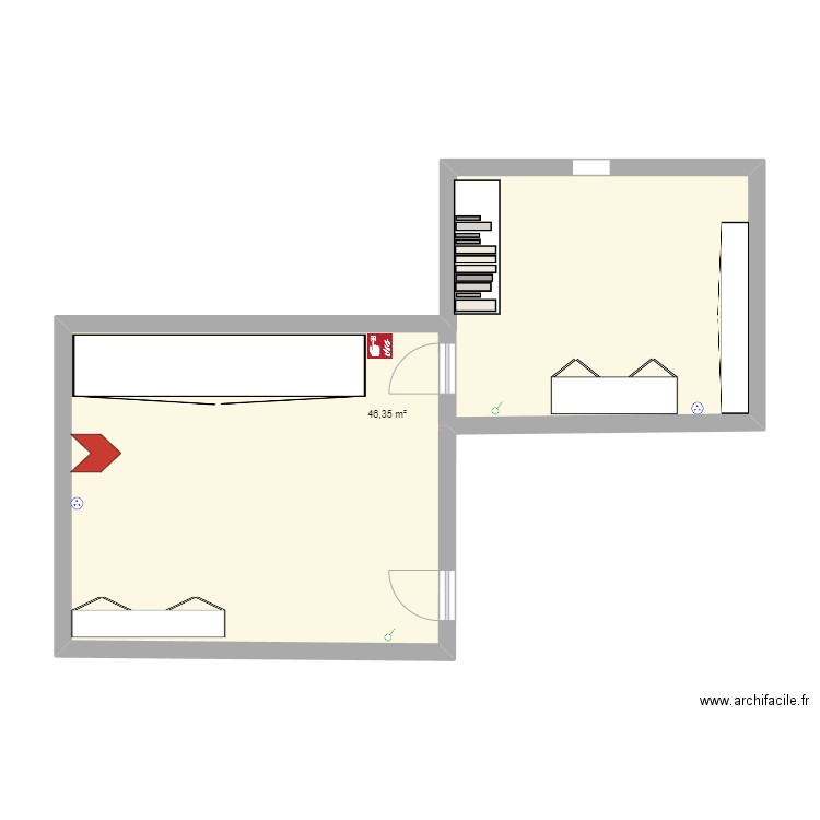 mqpping. Plan de 1 pièce et 46 m2