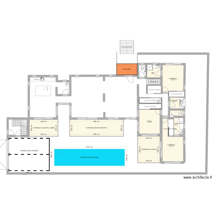 Hauts de Dampierre RDC. Plan de 10 pièces et 96 m2