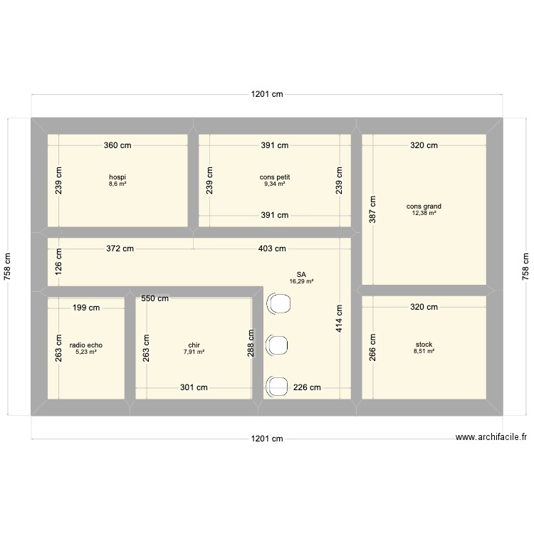 cabinet vt test lo. Plan de 7 pièces et 68 m2