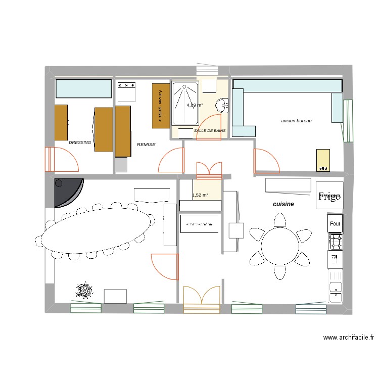 ancien1. Plan de 2 pièces et 6 m2