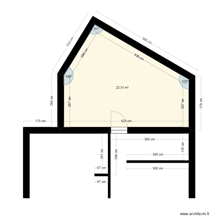 extension maison 2. Plan de 1 pièce et 23 m2