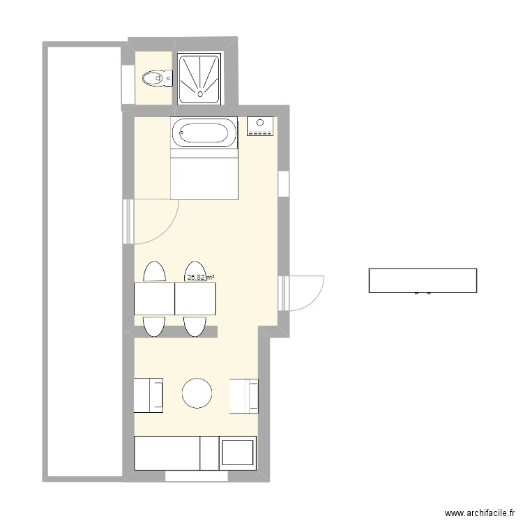 cabane mars. Plan de 1 pièce et 26 m2