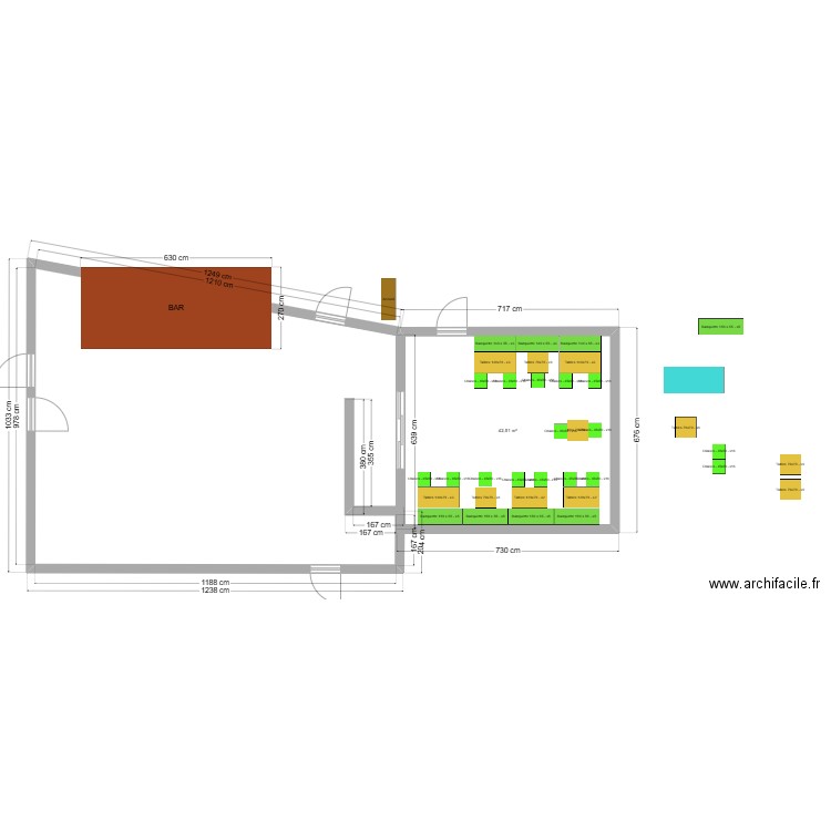 Plan de salle A NOSTE V2. Plan de 1 pièce et 43 m2