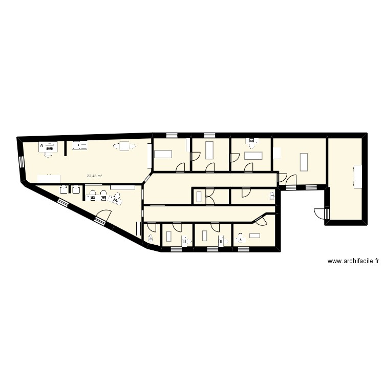 Clinique vet. Plan de 14 pièces et 71 m2