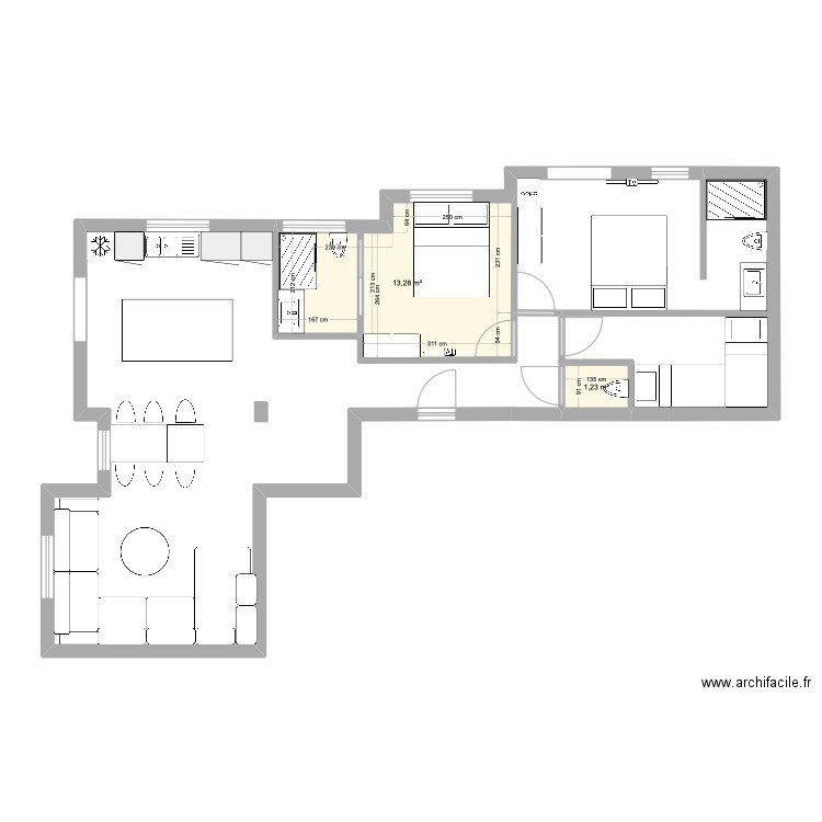 limone 3. Plan de 2 pièces et 15 m2