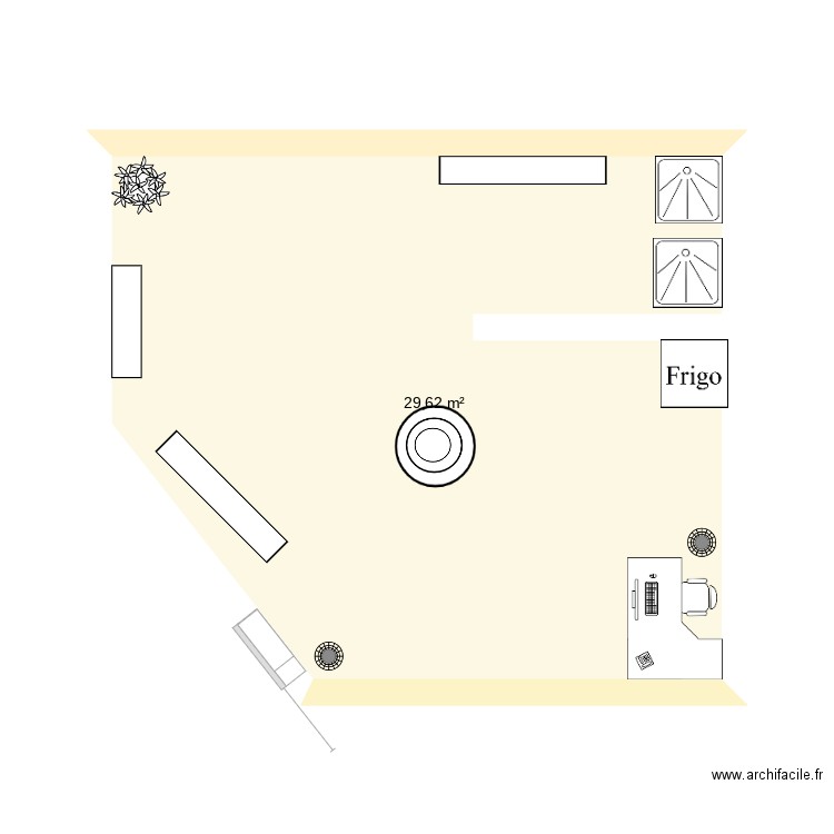 salle de vente. Plan de 1 pièce et 30 m2