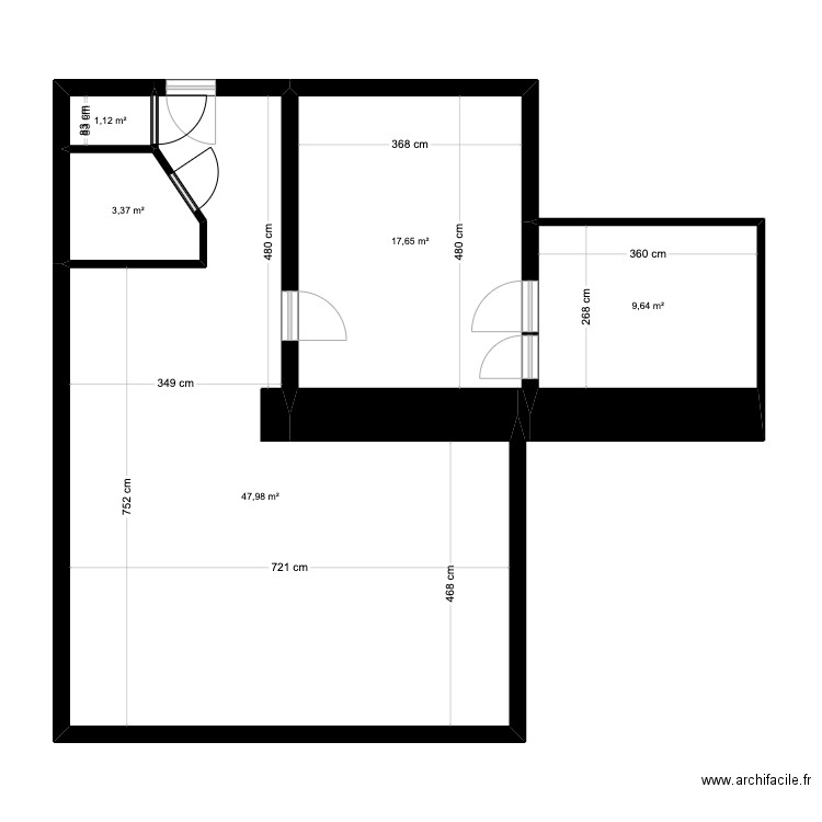 bart bas. Plan de 5 pièces et 80 m2