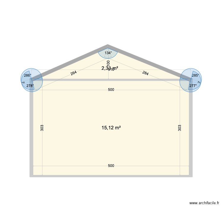 Chapiteau 1. Plan de 2 pièces et 17 m2