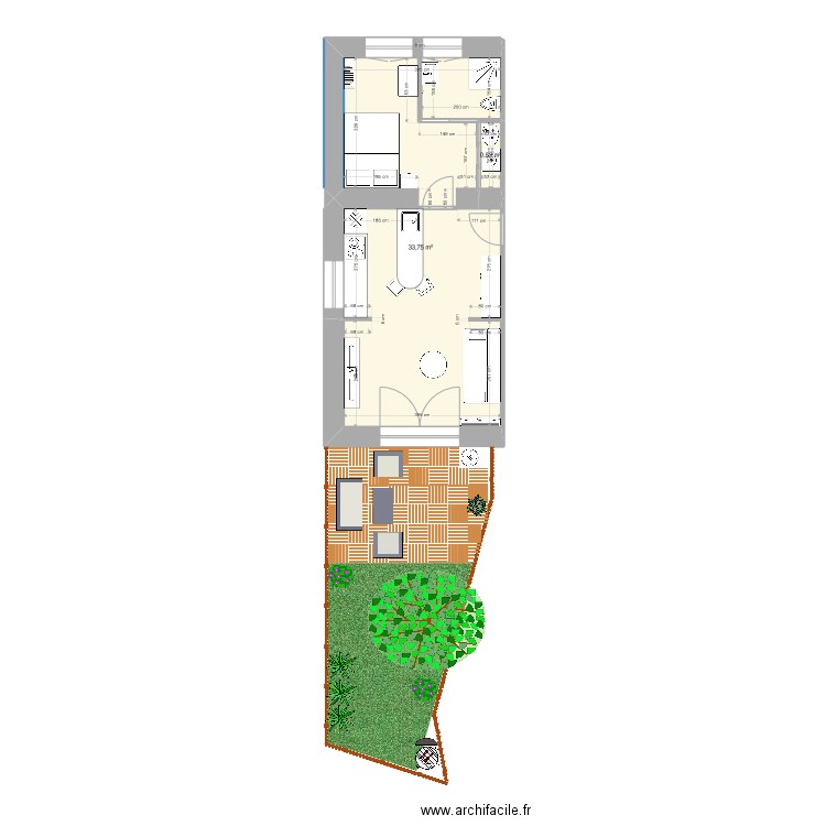 293 caillols type 2 avec chambre bis. Plan de 0 pièce et 0 m2