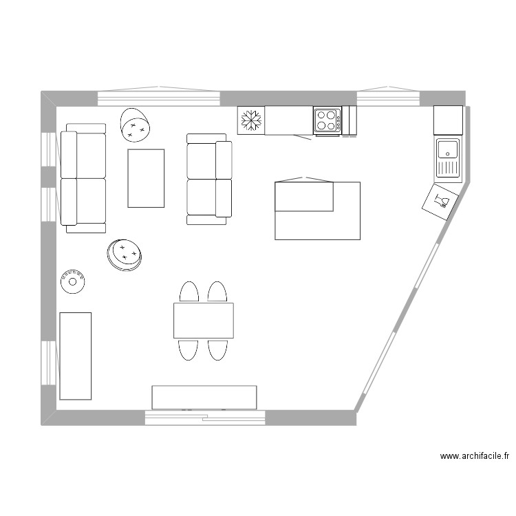 PLan séjour/cuisne 1 . Plan de 0 pièce et 0 m2