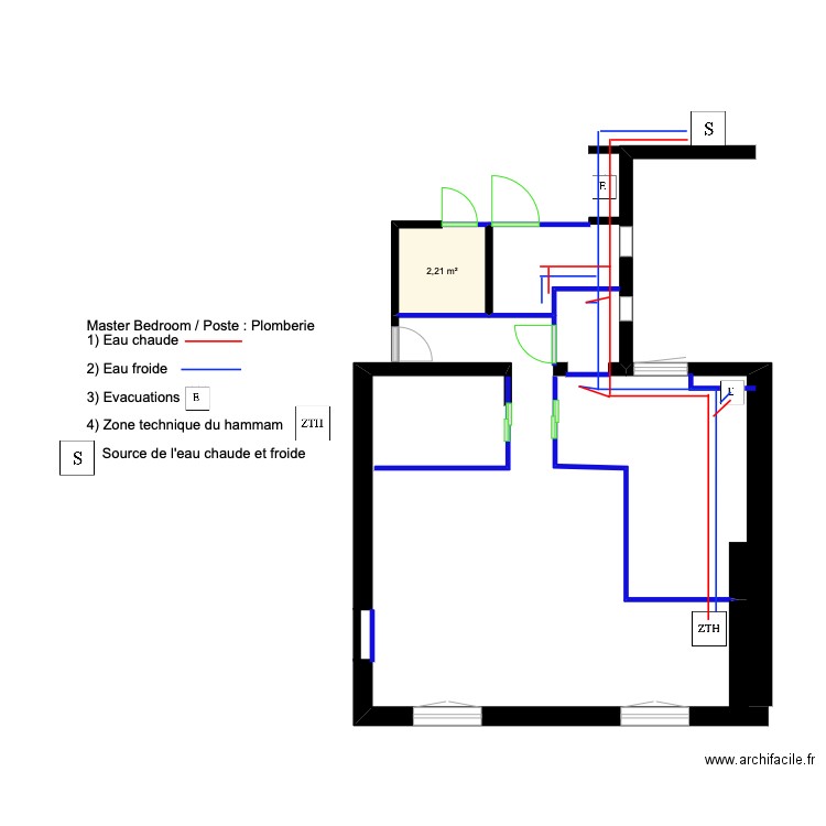 Master BedRoom (poste : Plomberie). Plan de 0 pièce et 0 m2