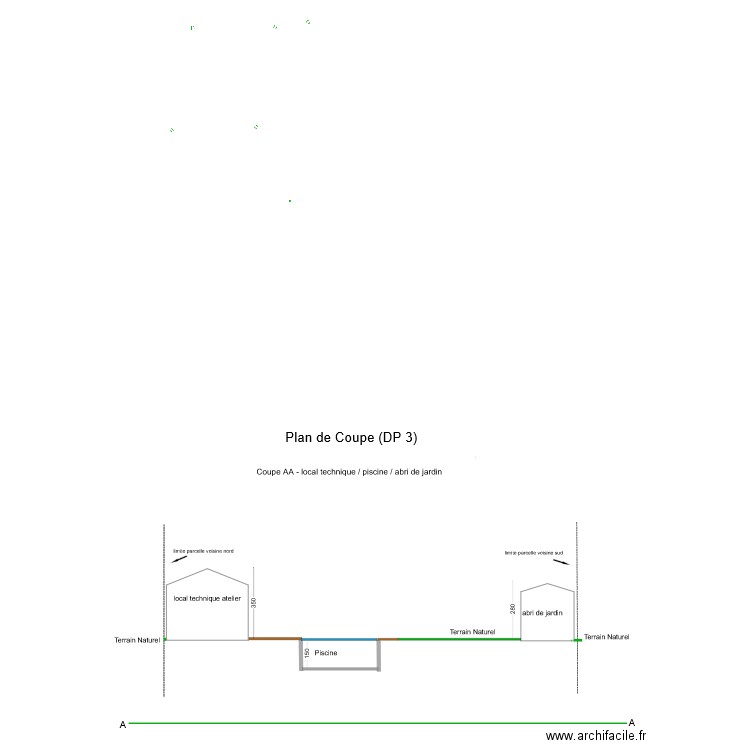 Plan Coupe AA. Plan de 6 pièces et 163 m2