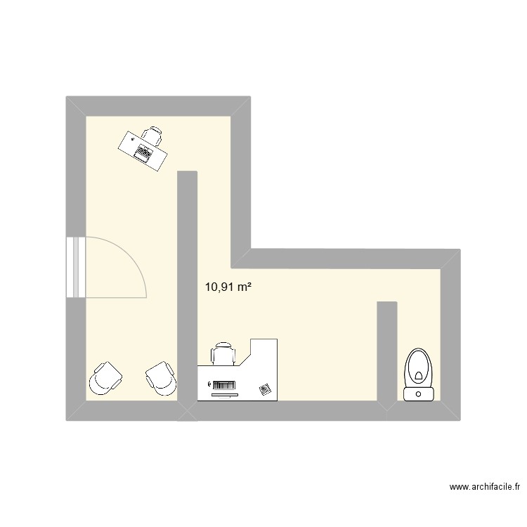 magasin. Plan de 1 pièce et 11 m2