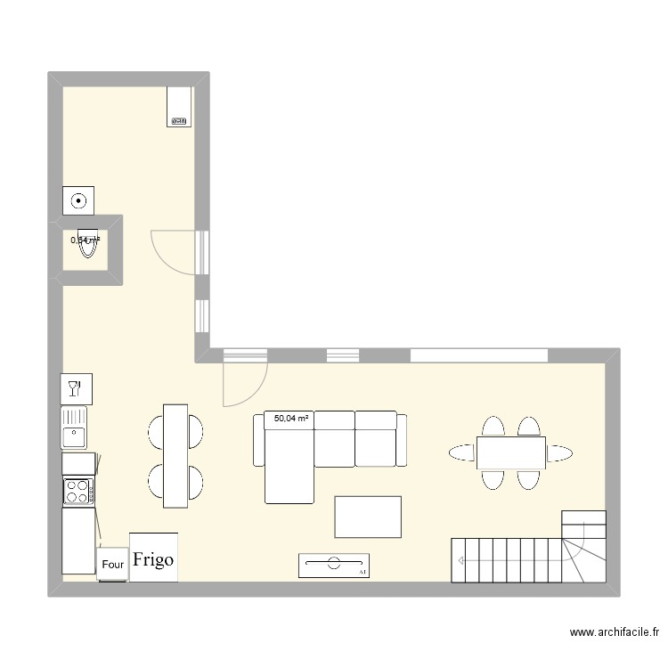 RDC maison Lisieux . Plan de 2 pièces et 51 m2