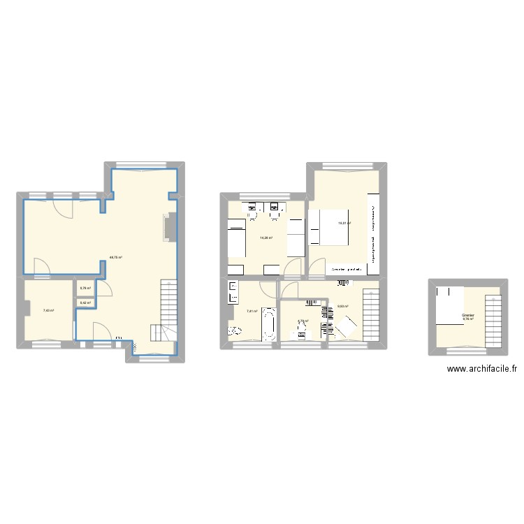 maison2. Plan de 10 pièces et 122 m2