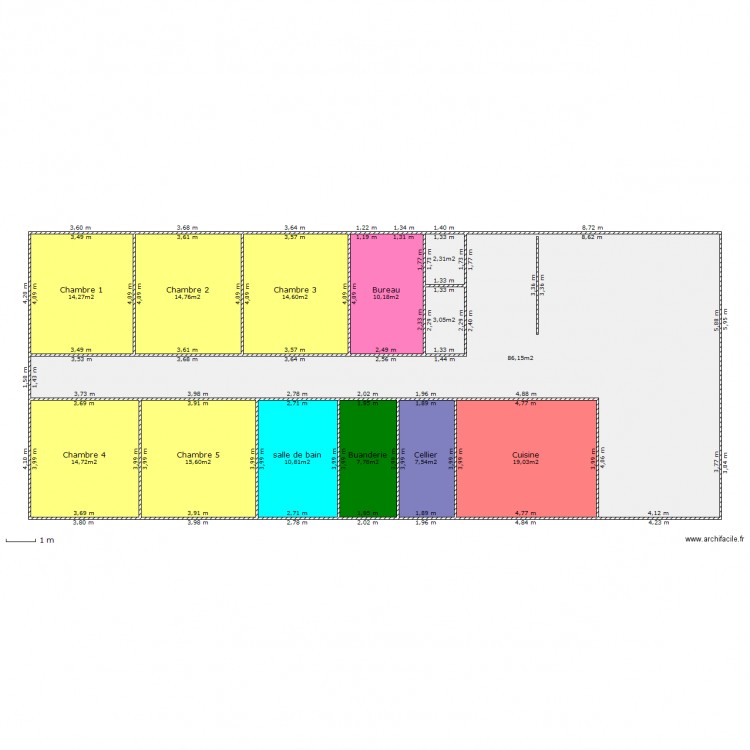 Maison Rectangle. Plan de 0 pièce et 0 m2