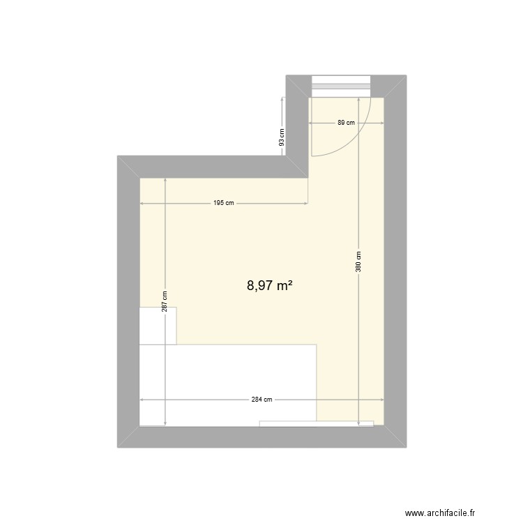 chambre Ugoline. Plan de 1 pièce et 9 m2