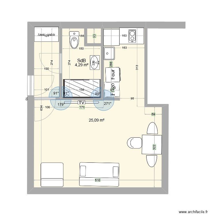 Studio Cabourg. Plan de 0 pièce et 0 m2