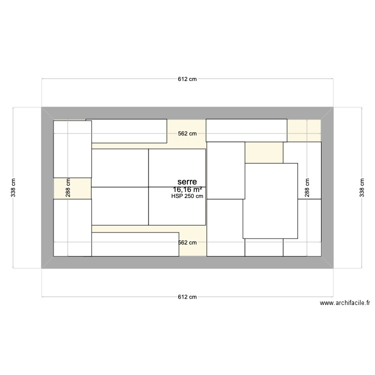 serre sol. Plan de 1 pièce et 16 m2