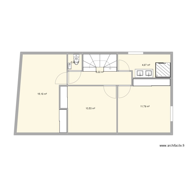 V4_Etage . Plan de 6 pièces et 50 m2