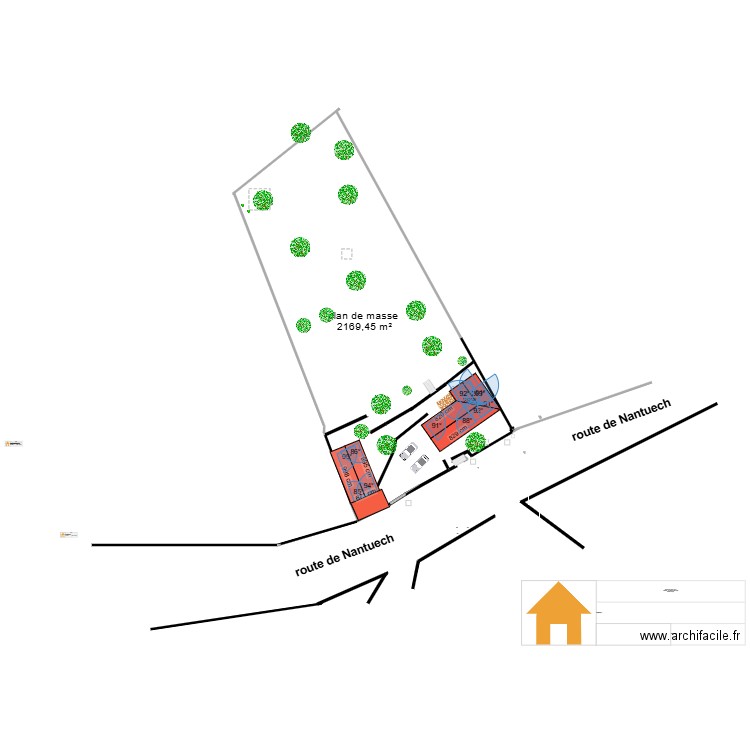 plan de masse. Plan de 2 pièces et 128 m2