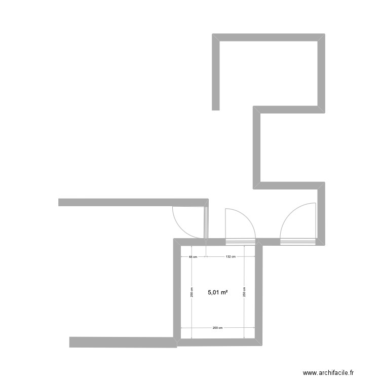 Appart. Plan de 1 pièce et 5 m2