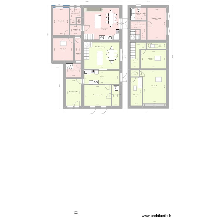 Vernet RDC existant. Plan de 25 pièces et 221 m2