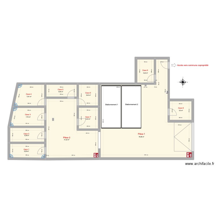 Rospo Sous-sol Projet. Plan de 11 pièces et 165 m2