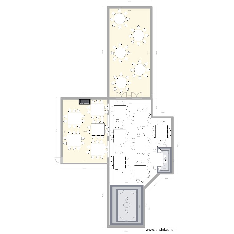 plan salle mariage. Plan de 2 pièces et 118 m2