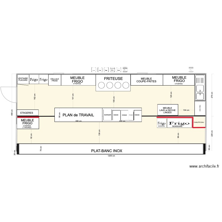 La boucherie. Plan de 1 pièce et 57 m2